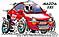 Car Cartoon Hot Adaptronic Turbocharged Mazda 121 Caricature