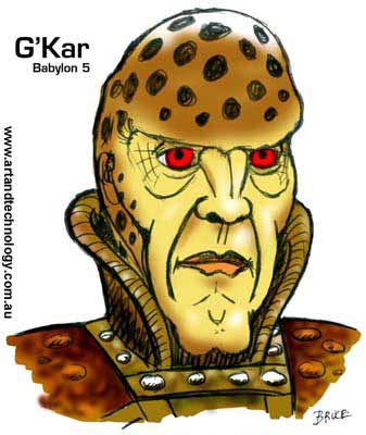 Babylon 5's Gkar cartoon caricature