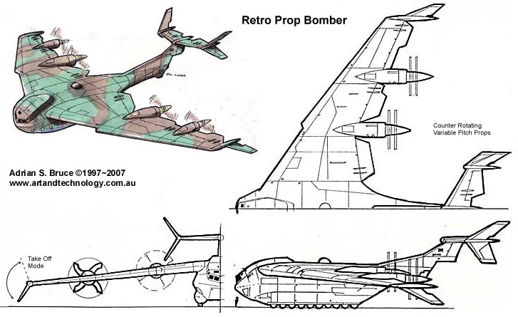 Retro Prop Bomber SF Concept Art Design Sketch